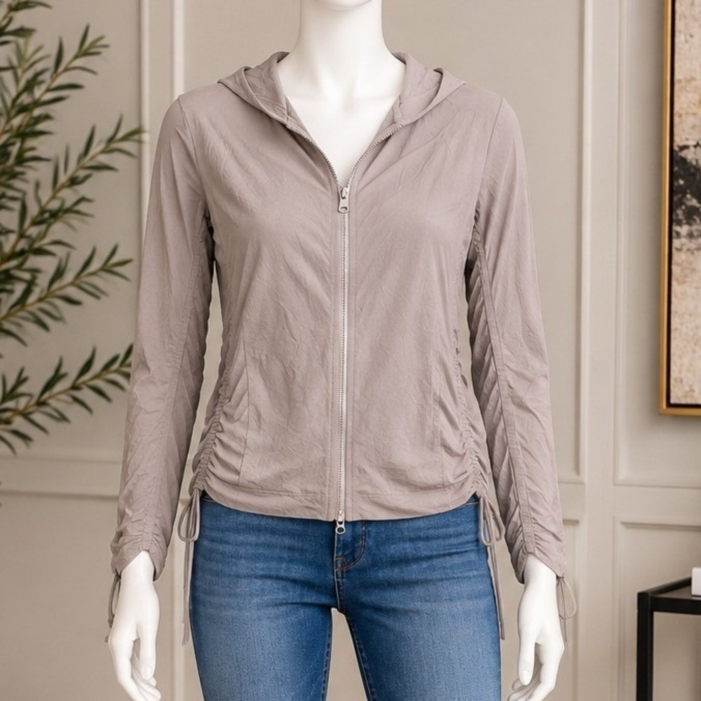 FP Movement Womens Hoodie Ruched Side Zip Up Mauve Large